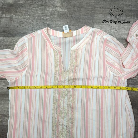 Ruby Rd Make Me Blush Long Sleeve V Neck Top Size M - Picture 3 of 5